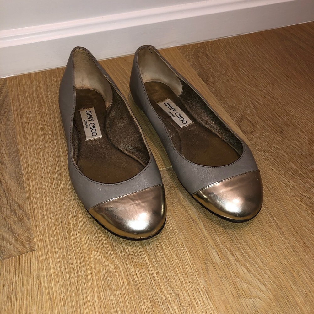 Jimmy choo round toe silver and grey flat size 6